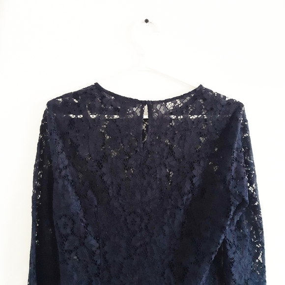 𝅺J.CREW Lace Tall Blouse with Built-in Cami Tank Navy Blue Size 2T - Picture 7 of 9